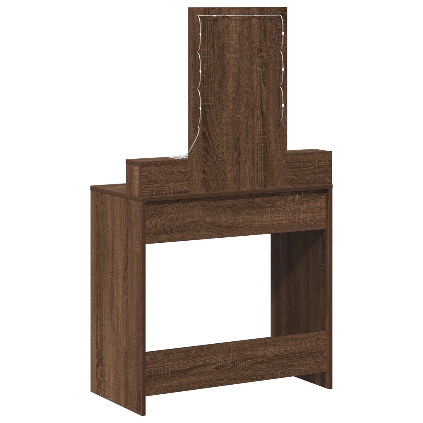 Sminkbord med LED-lampor, Brun Ek, 79x41x140 cm