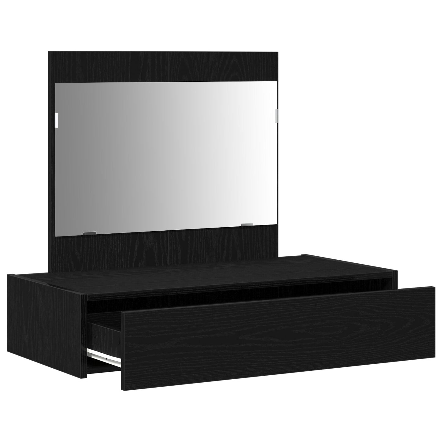 Väggmonterat sminkbord svart ek 83x40x70 cm