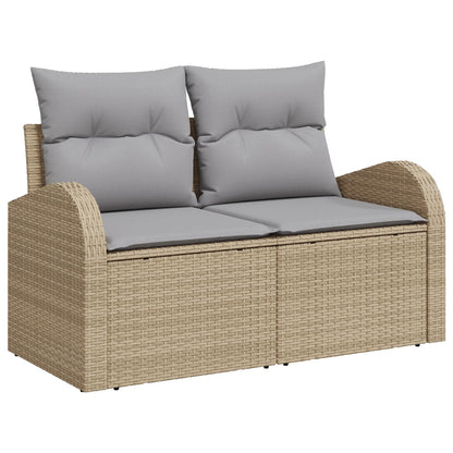 11-delars Trädgårdsoff set med kuddar Beige Poly Rattan