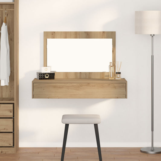 Väggmonterat Sminkbord Ek 100x40x70 cm