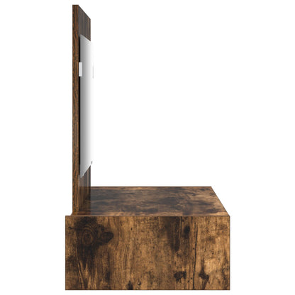 Väggmonterat Sminkbord Rökt Ek 83x40x70 cm