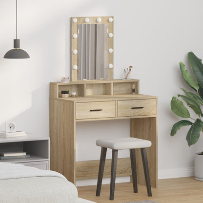 Sminkbord med LED-lampor Sonoma Eklik 79x41x140 cm