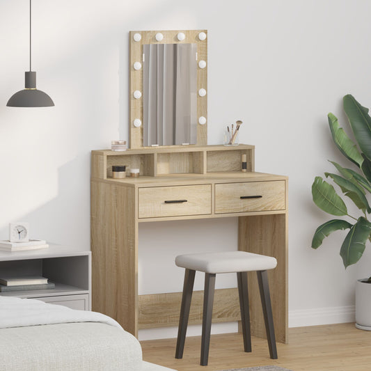 Sminkbord med LED-lampor Sonoma Eklik 79x41x140 cm