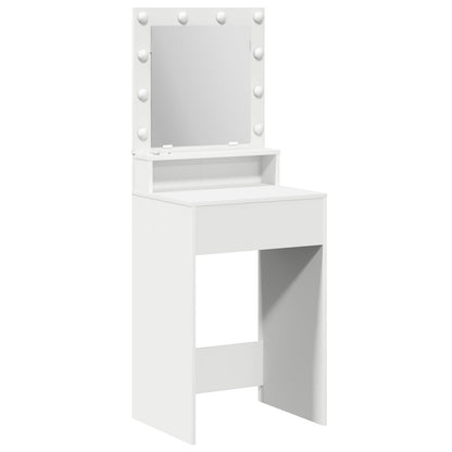 Sminkbord med LED-lampor Vit 50x41x135 cm