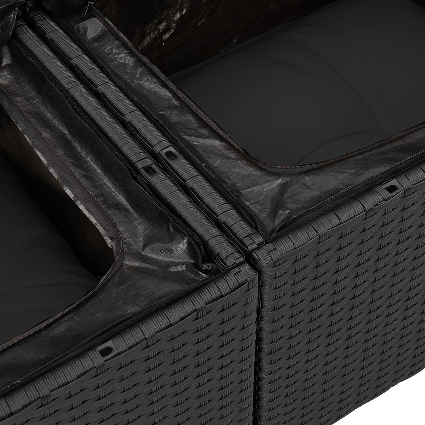 11-delars Trädgårdsofa Set med Kuddar Svart Poly Rotting