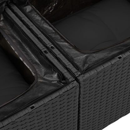 11-delars Trädgårdsofa Set med Kuddar Svart Poly Rotting