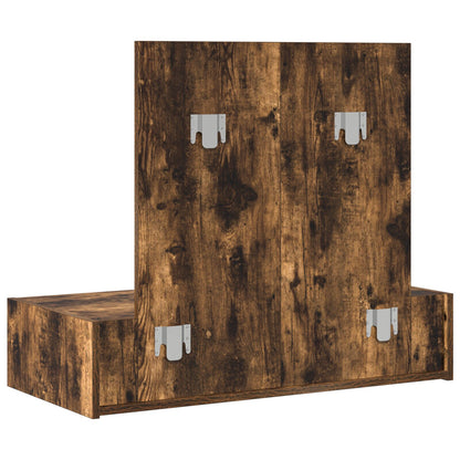Väggmonterat Sminkbord Rökt Ek 83x40x70 cm