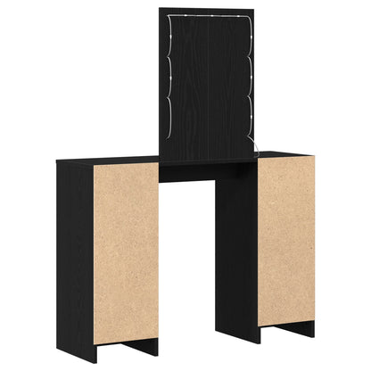 Sminkbord med LED-lampor Svart Ek 102x33x135 cm