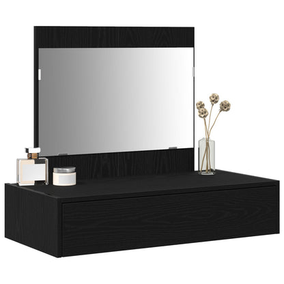 Väggmonterat sminkbord svart ek 83x40x70 cm