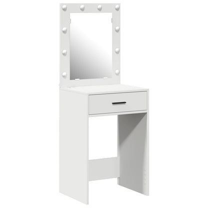 Sminkbord med LED-lampor Vitt 50x41x135 cm