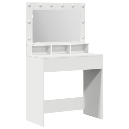 Sminkbord med LED-lampor Vit 79x41x135 cm