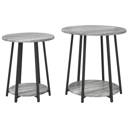 Sidobord 2 st Grå Sonoma Konstruerat trä och Metall