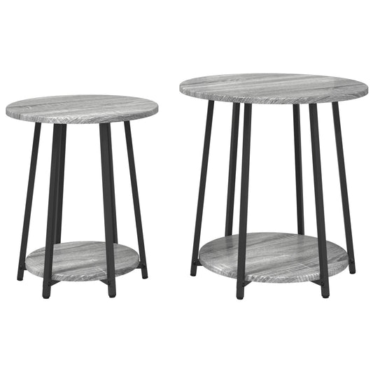 Sidobord 2 st Grå Sonoma Konstruerat trä och Metall