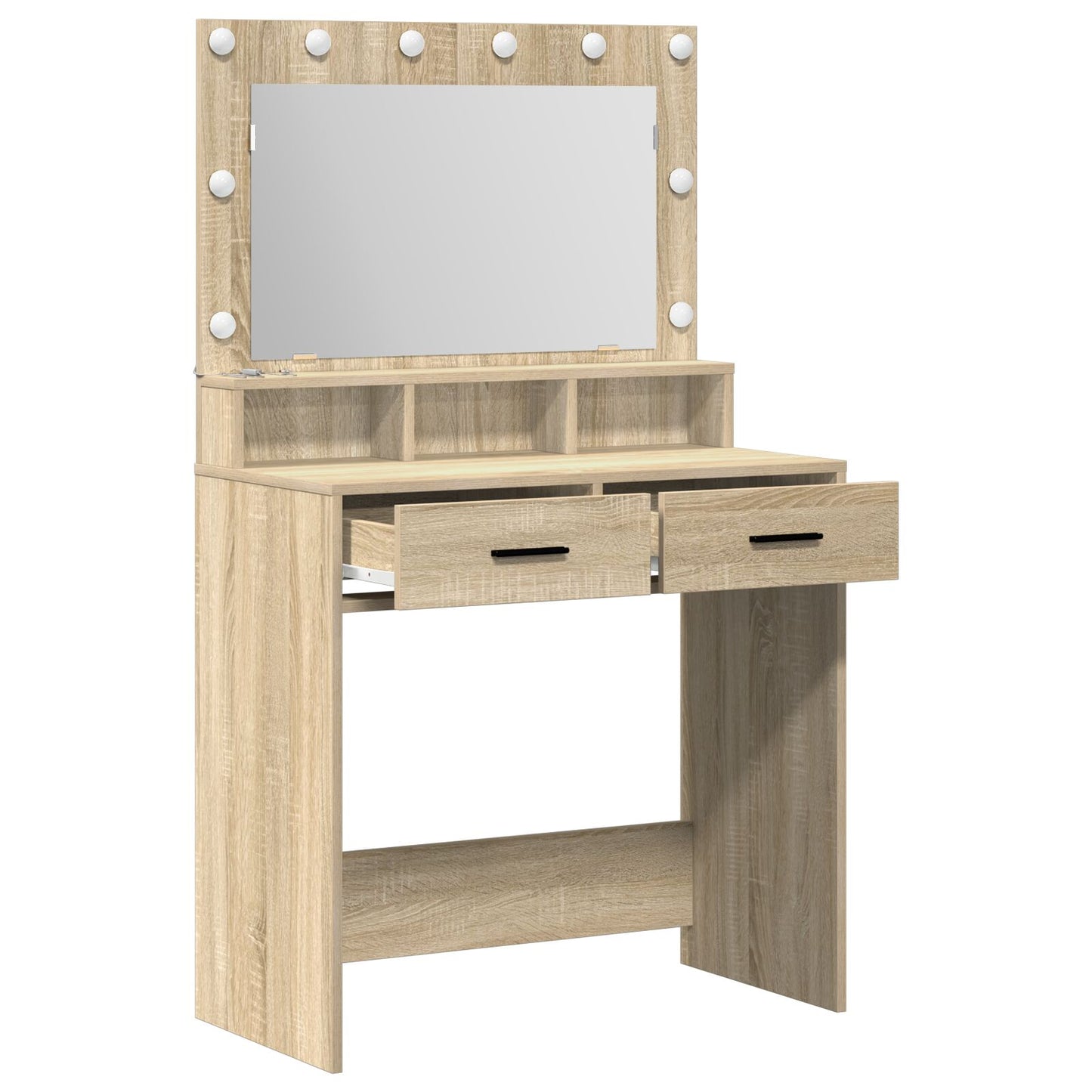 Sminkbord med LED-ljus Sonoma Ek 79x41x135 cm