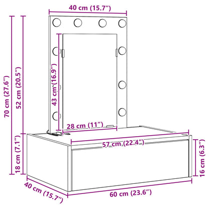 Väggmonterat Sminkbord med LED-lampor - Artisan Ek