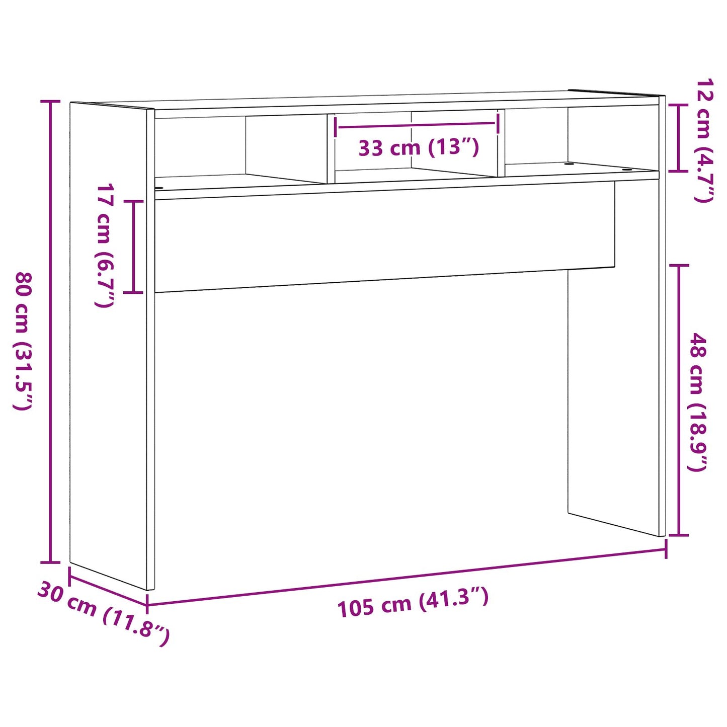 Konsolbord Svart Ek 105x30x80 cm Ingenjörsträ