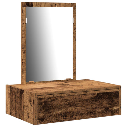 Väggmonterat sminkbord gammalt trä 60x40x70 cm