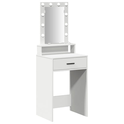 Sminkbord med LED-lampor Vit 50x41x140 cm