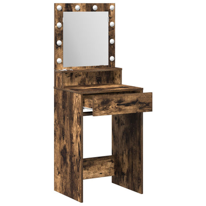 Sminkbord med LED-lampor Rökt ek 50x41x135 cm