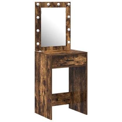 Sminkbord med LED-lampor Rökt ek 50x41x135 cm