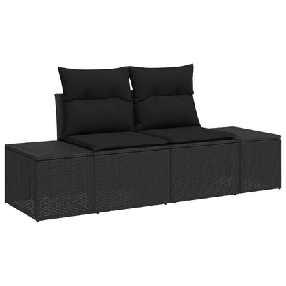 11-delars Trädgårdsofa Set med Kuddar Svart Poly Rotting