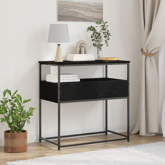 Konsolbord Svart Ek 75x40x75 cm Konstruerat trä och Stål