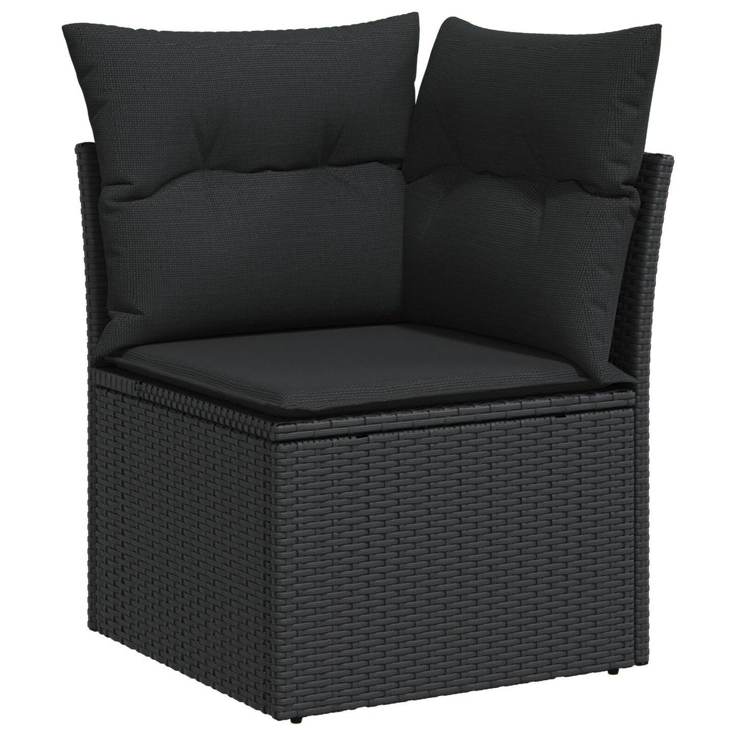 10 delars trädgårdsoff Set med kuddar Svart Poly Rattan