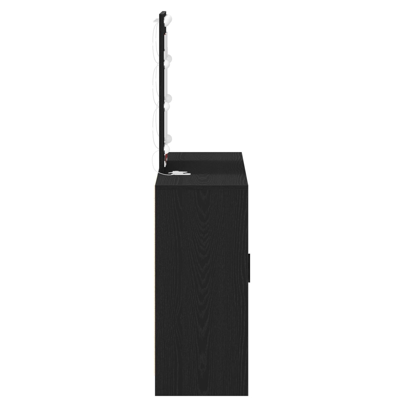 Sminkbord med LED-lampor Svart Ek 102x33x135 cm