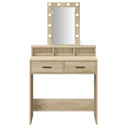 Sminkbord med LED-lampor Sonoma Eklik 79x41x140 cm