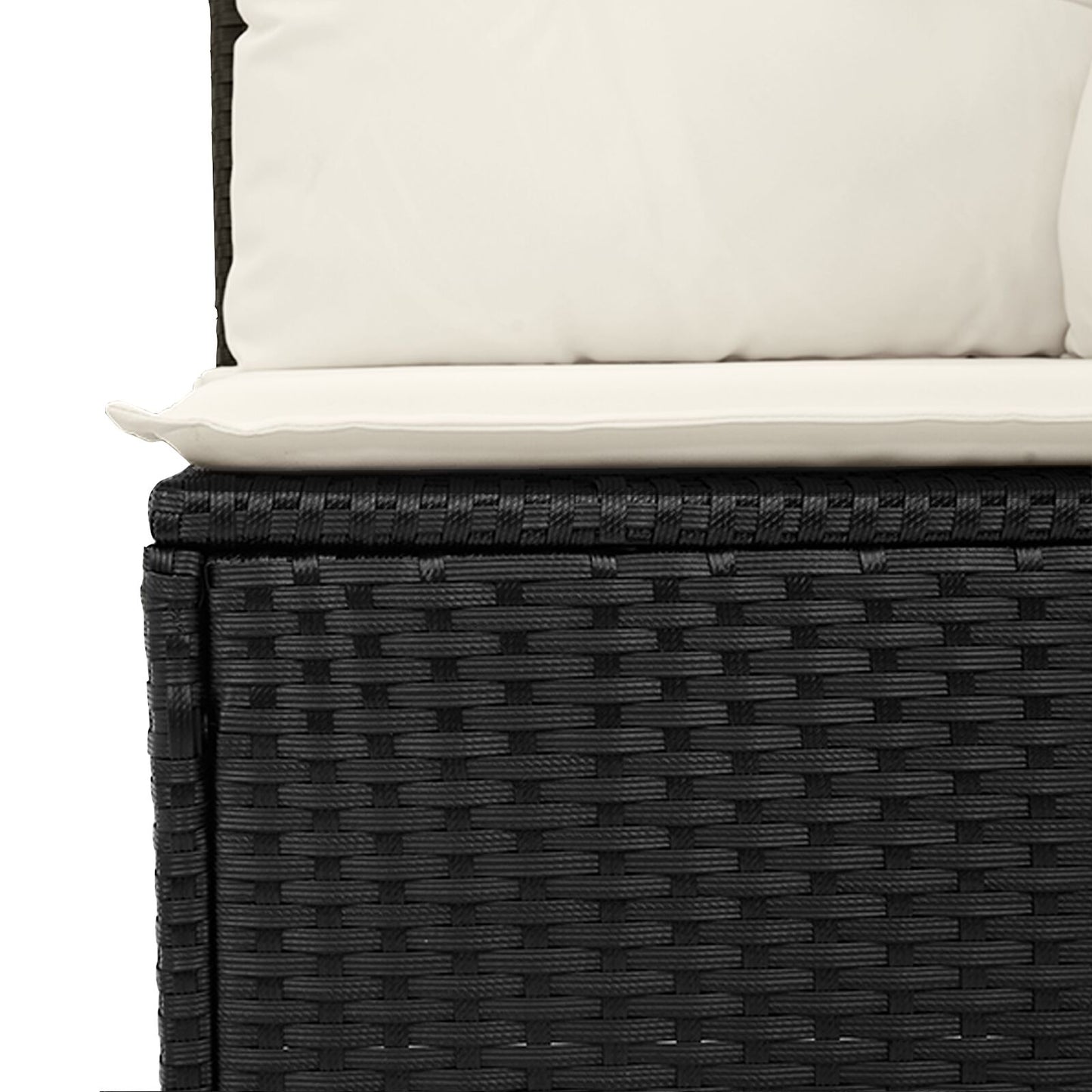 10-delat trädgårdsoffaset med kuddar svart poly rattan
