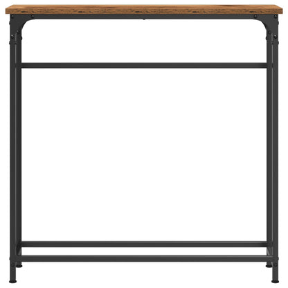 Konsolbord gammalt trä 75x19,5x75 cm konstruerat trä och stål