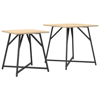 Sidobord 2 st Sonoma Ek Fuskträ och Metall