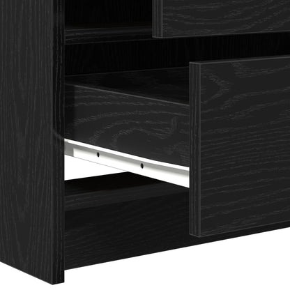 3-delars sminkbord med LED svart laminat