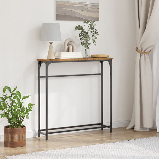 Konsolbord gammalt trä 75x19,5x75 cm konstruerat trä och stål