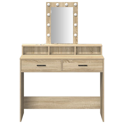 Sminkbord med LED-lampor Sonoma Ek 100x41x140 cm