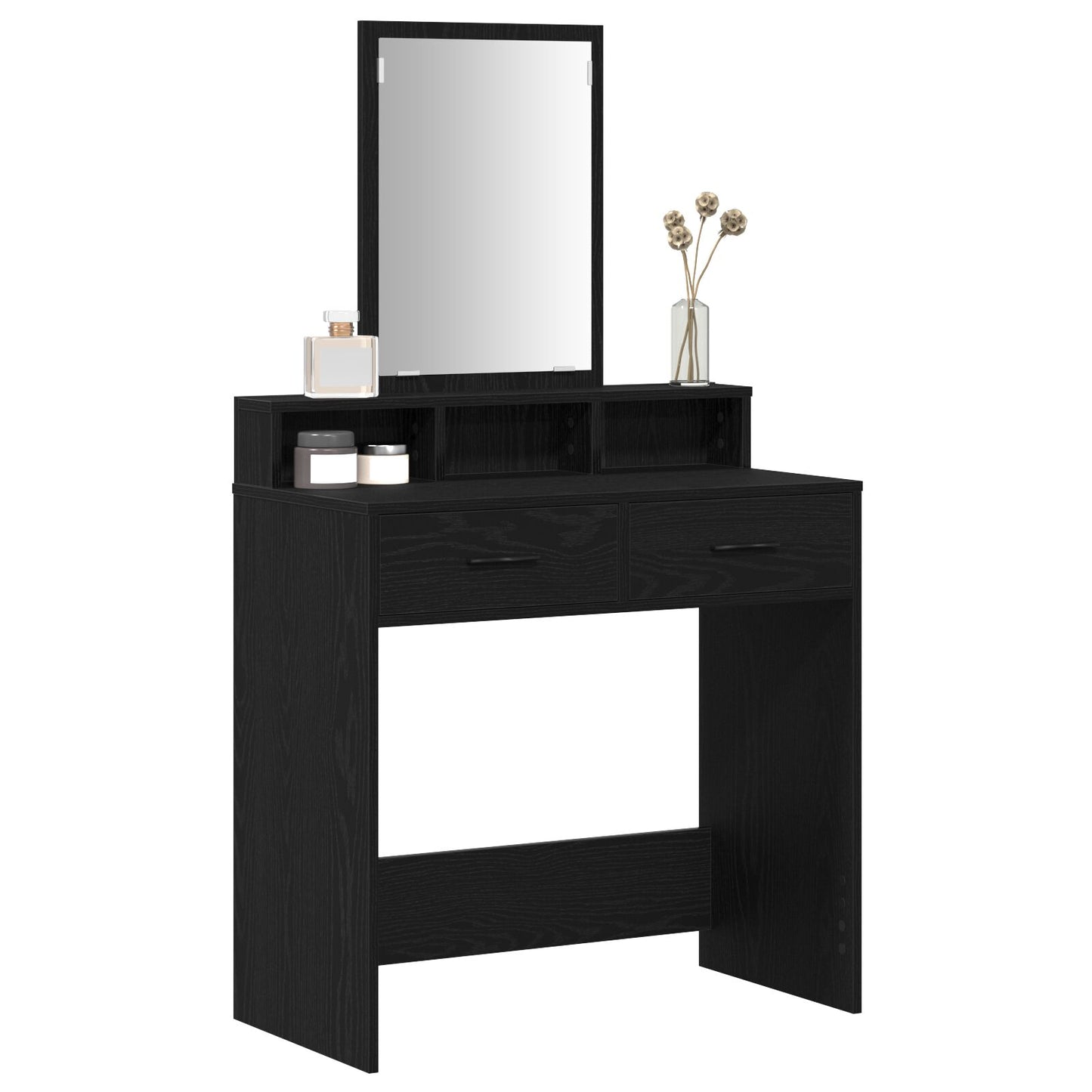 Sminkbord Svart ek MDF och glas 79 x 41 x 140 cm Sminkbord