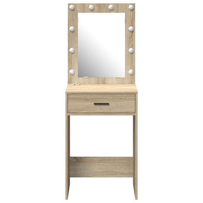 sminkbord med LED-lampor Sonoma ek 50x41x135 cm