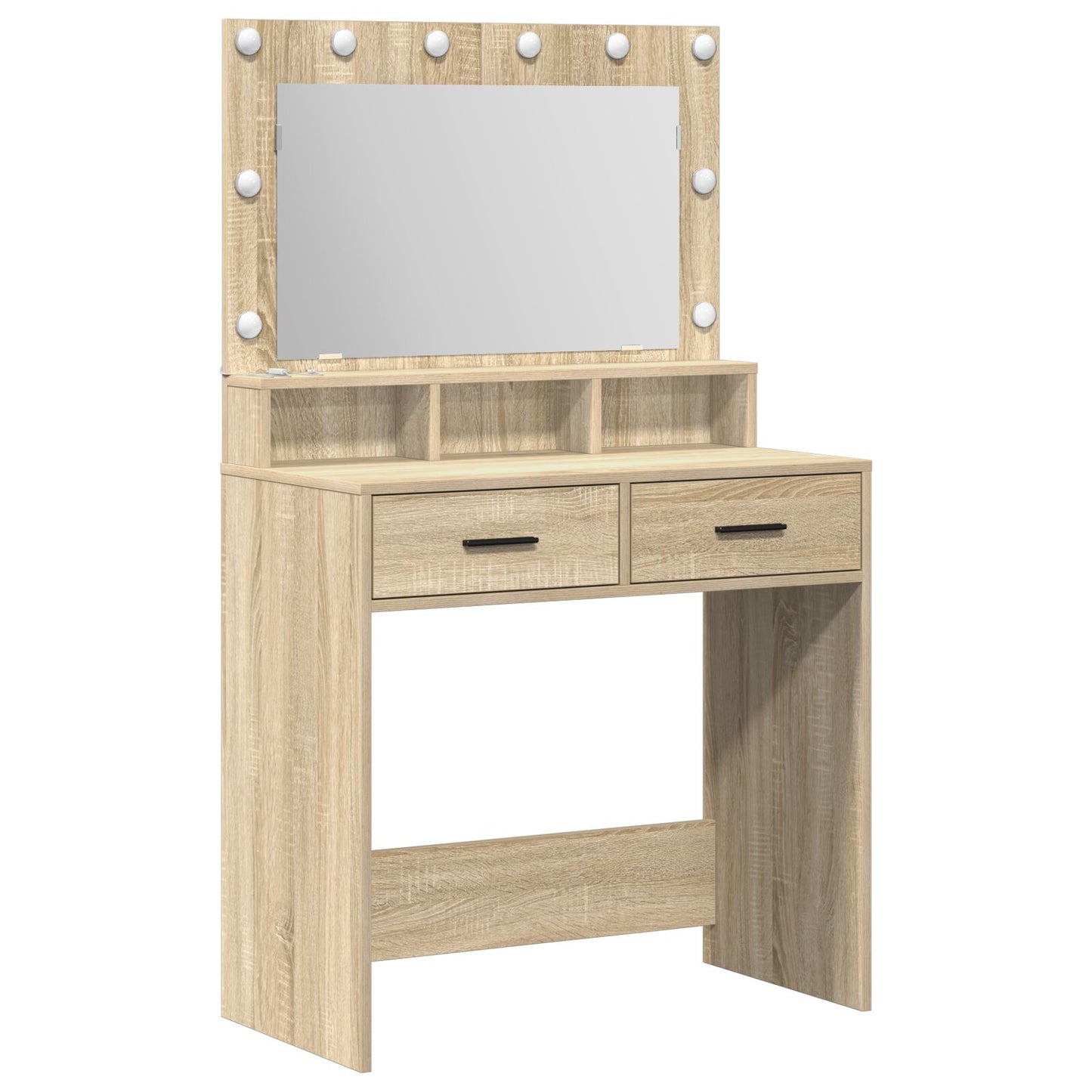 Sminkbord med LED-ljus Sonoma Ek 79x41x135 cm