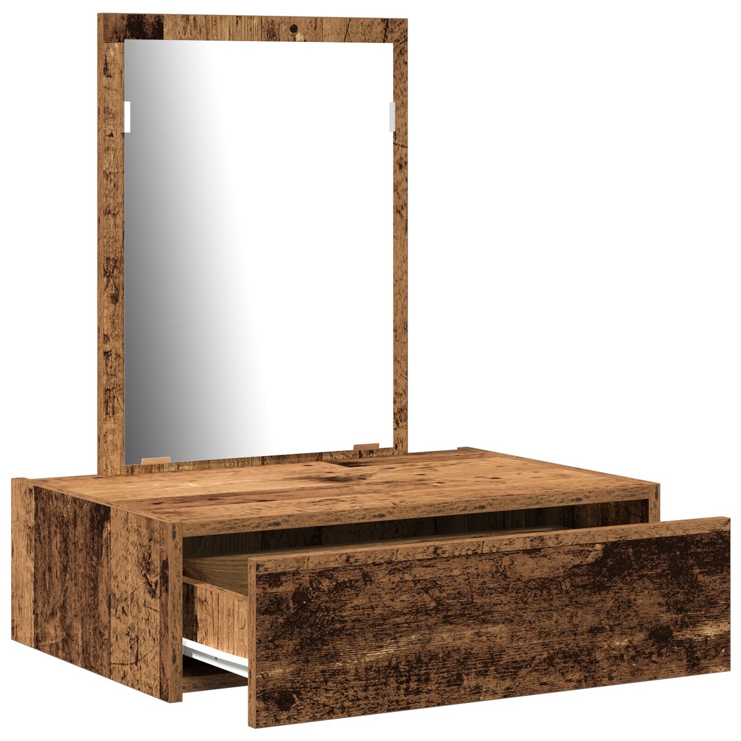 Väggmonterat sminkbord gammalt trä 60x40x70 cm
