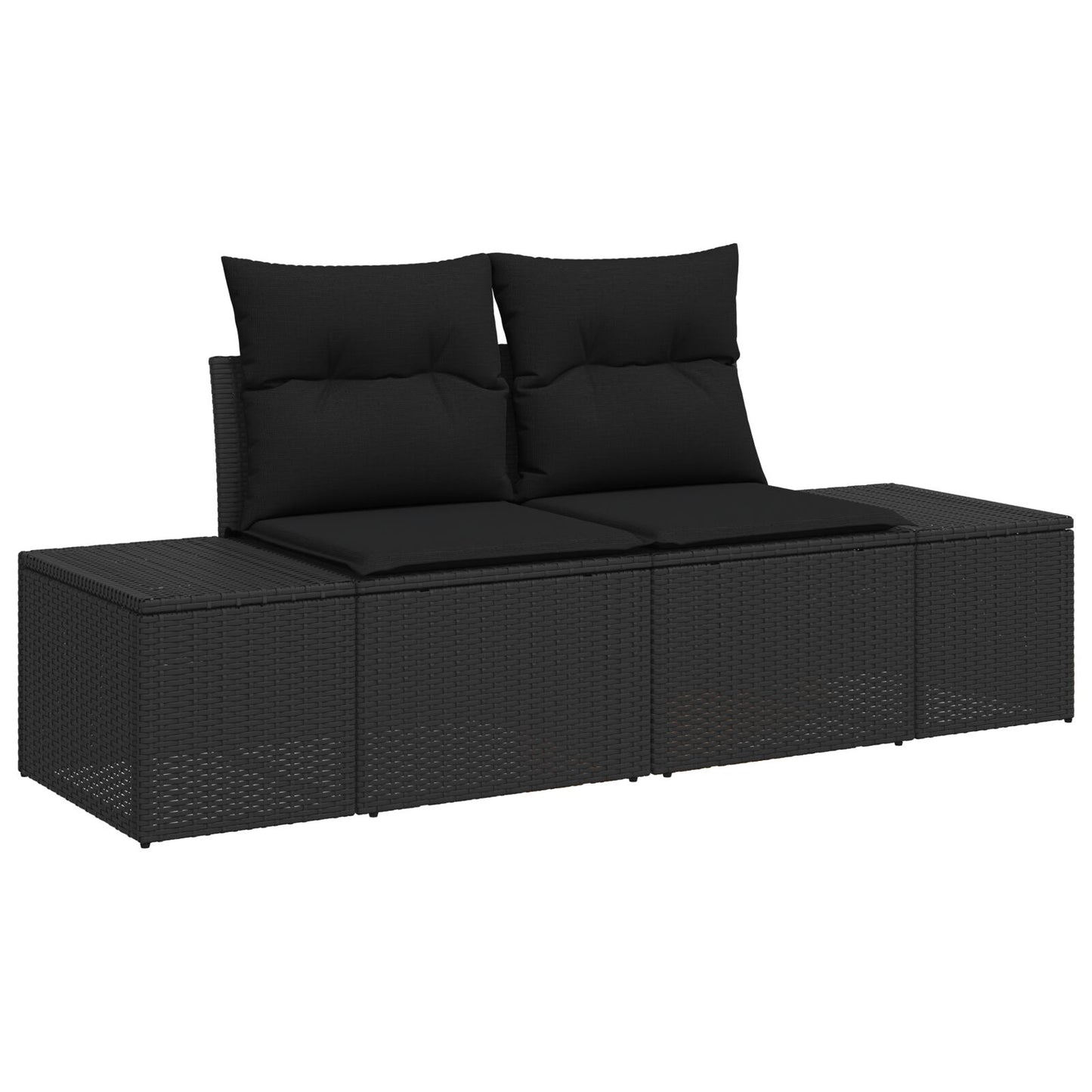 10 delars trädgårdsoff Set med kuddar Svart Poly Rattan