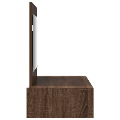 Väggmonterat sminkbord Brun ek 83x40x70 cm