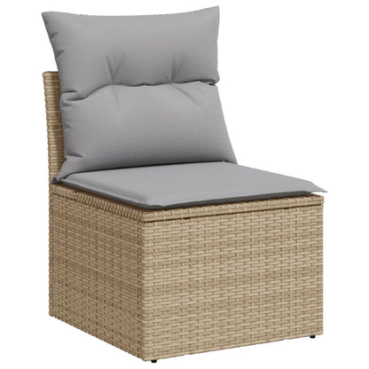 11-delad trädgårdsbordsgrupp med kuddar Beige poly-rotting Akacia