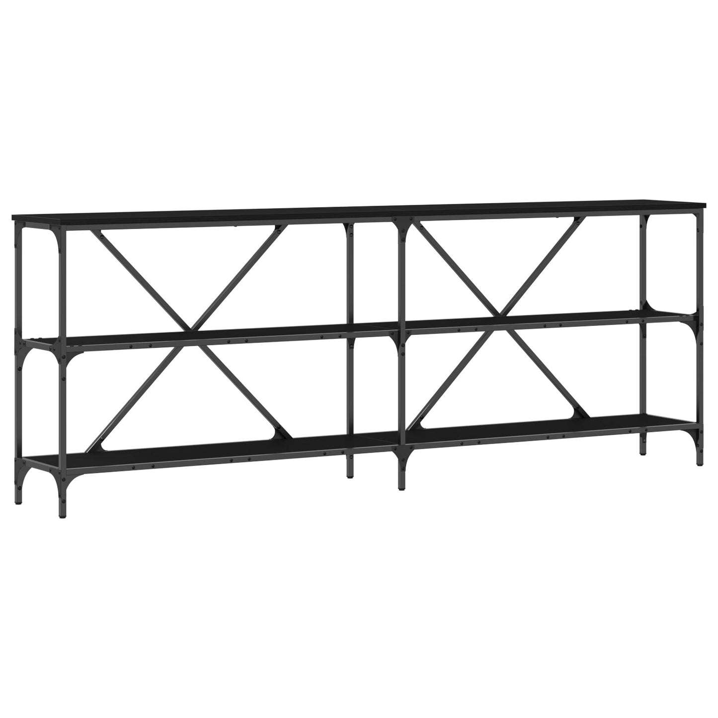 Console Table Svart Ek 200x30x75 cm Konstruerat Trä och Stål