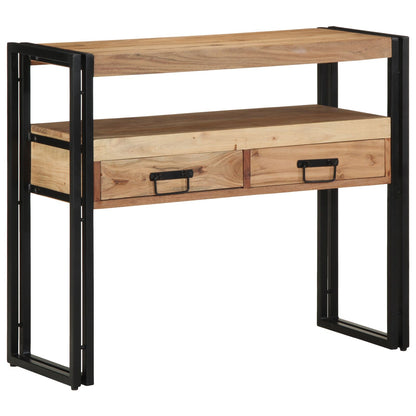 Konsolbord Svart 90x33x75 cm Massivt akaciaträ och metall