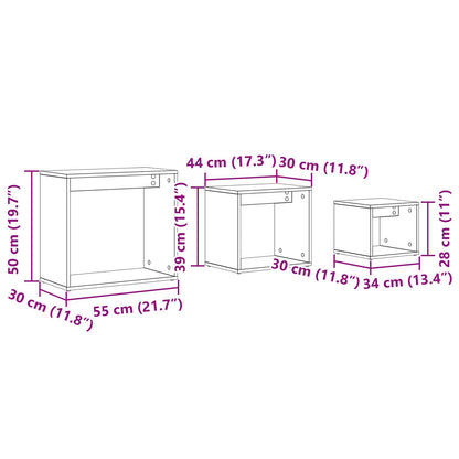 Nesting Tables 3 st Svart Ek Konstruerat Trä