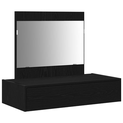 Väggmonterat sminkbord svart ek 83x40x70 cm