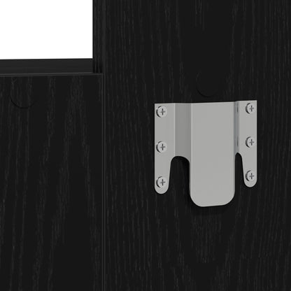 Väggmonterat sminkbord svart ek 83x40x70 cm