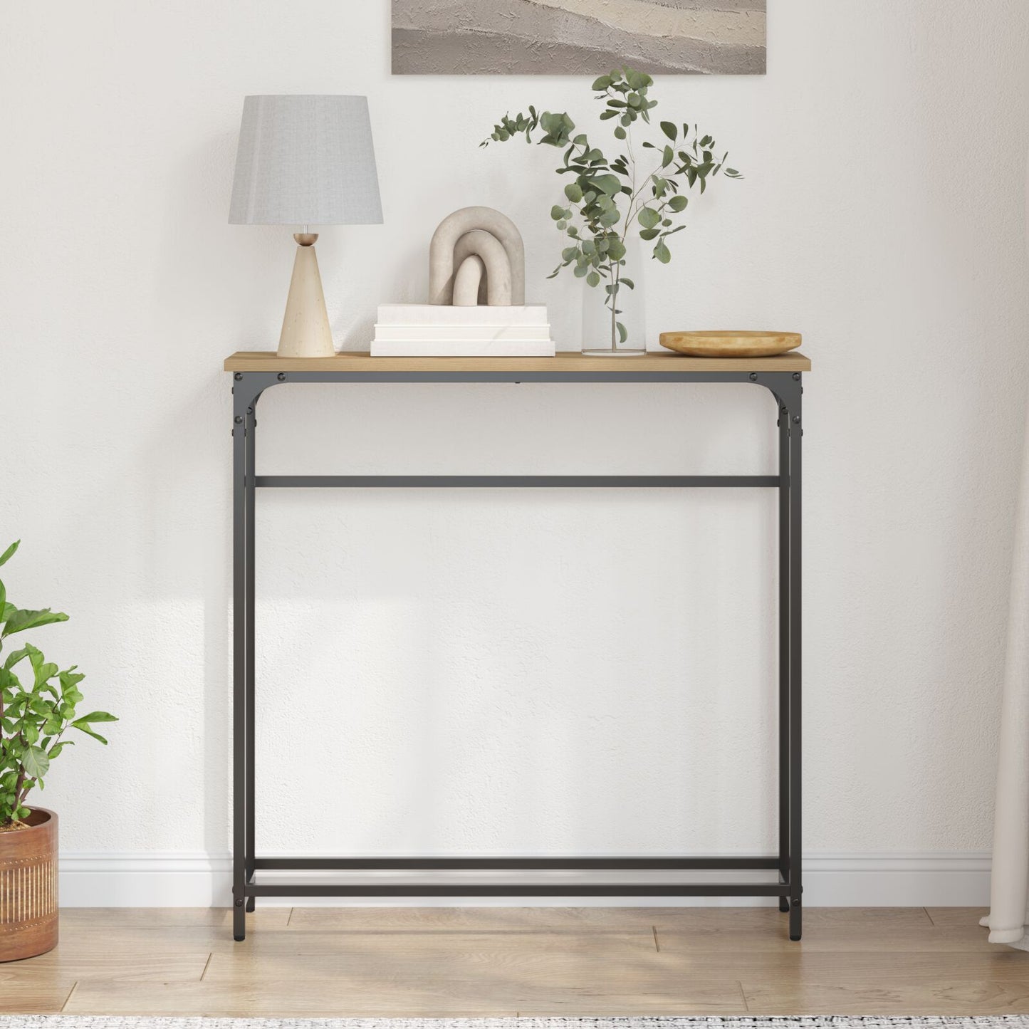 Konsolbord i Artisanek 75x19,5x75 cm, konstruerat trä och stål