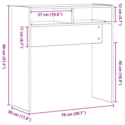 Svart Ek Konsolbord - 78x30x80 cm - Tillverkat av konstruerat trä