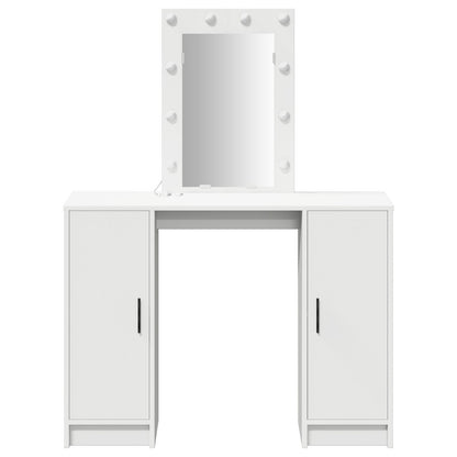 Sminkbord med LED-lampor Vitt 102x33x135 cm